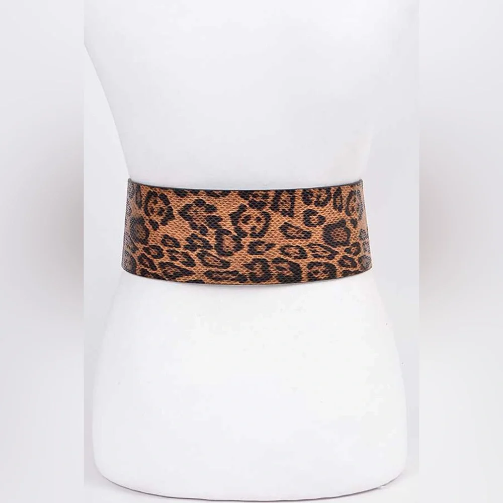 Leopard Vegan Leather Waist Statement Belt